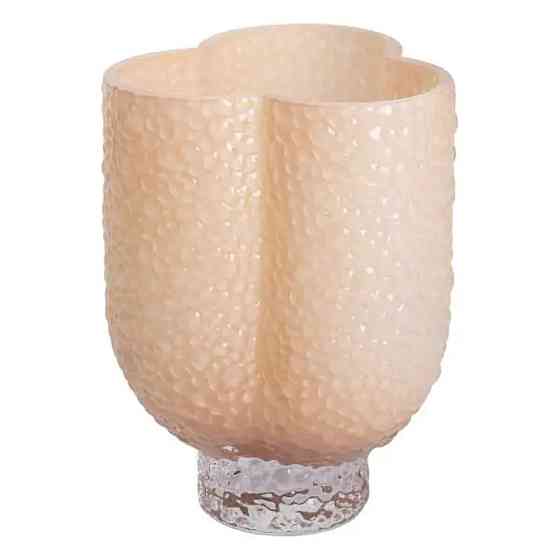 Декоративна ваза з кольорового скла, 25 см, бежева Київ