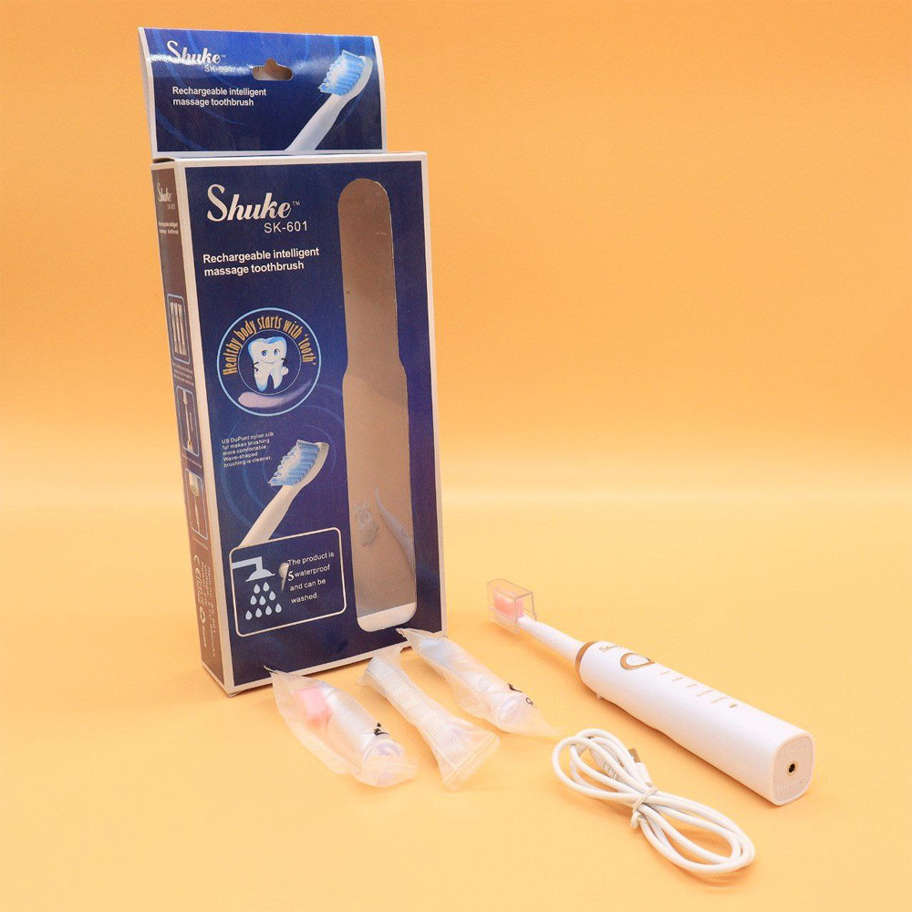 Электрическая зубная щетка Shuke с 4 насадками / Аккумуляторная зубная щетка / Ультразвуковая электрощетка Киев - изображение 9