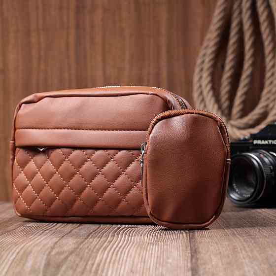 Жіноча сумка крос-боді з монетницею з екошкіри Рудий (Vintage) Київ