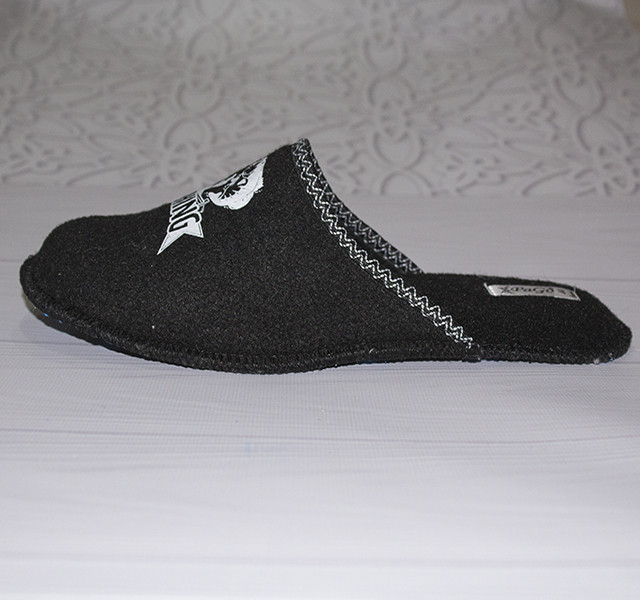 Тапочки мужские черные закрытый носок, тапки для ламината, тихоходы Войлок PaGo 