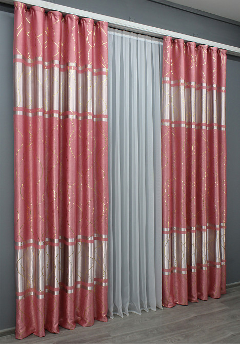 Комплект готовых штор VR-Textil Софт Лиана № 461ш Розовый 100х270 см 2 шт (31-686) Киев - изображение 4