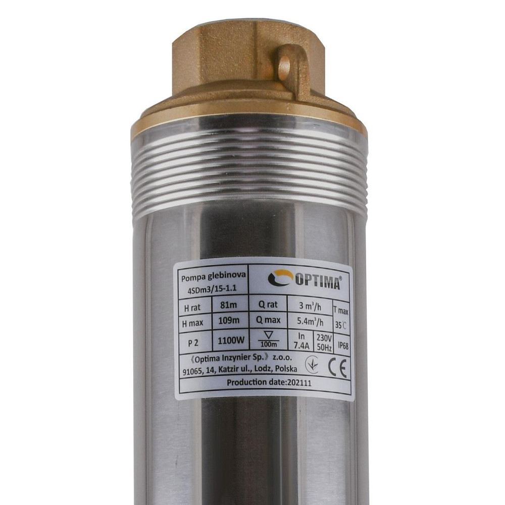 Насос свердловинний із підвищеною вуст-тью до піску OPTIMA 4SDm3/15 1,1 кВт 109м + пульт + кабель 1,5 м NEW Київ - фото 3
