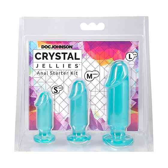 Набір анальних пробок Doc Johnson Crystal Jellies - Anal Starter Kit Teal (м'ятий та без вставки!!!) Sex Aura Київ