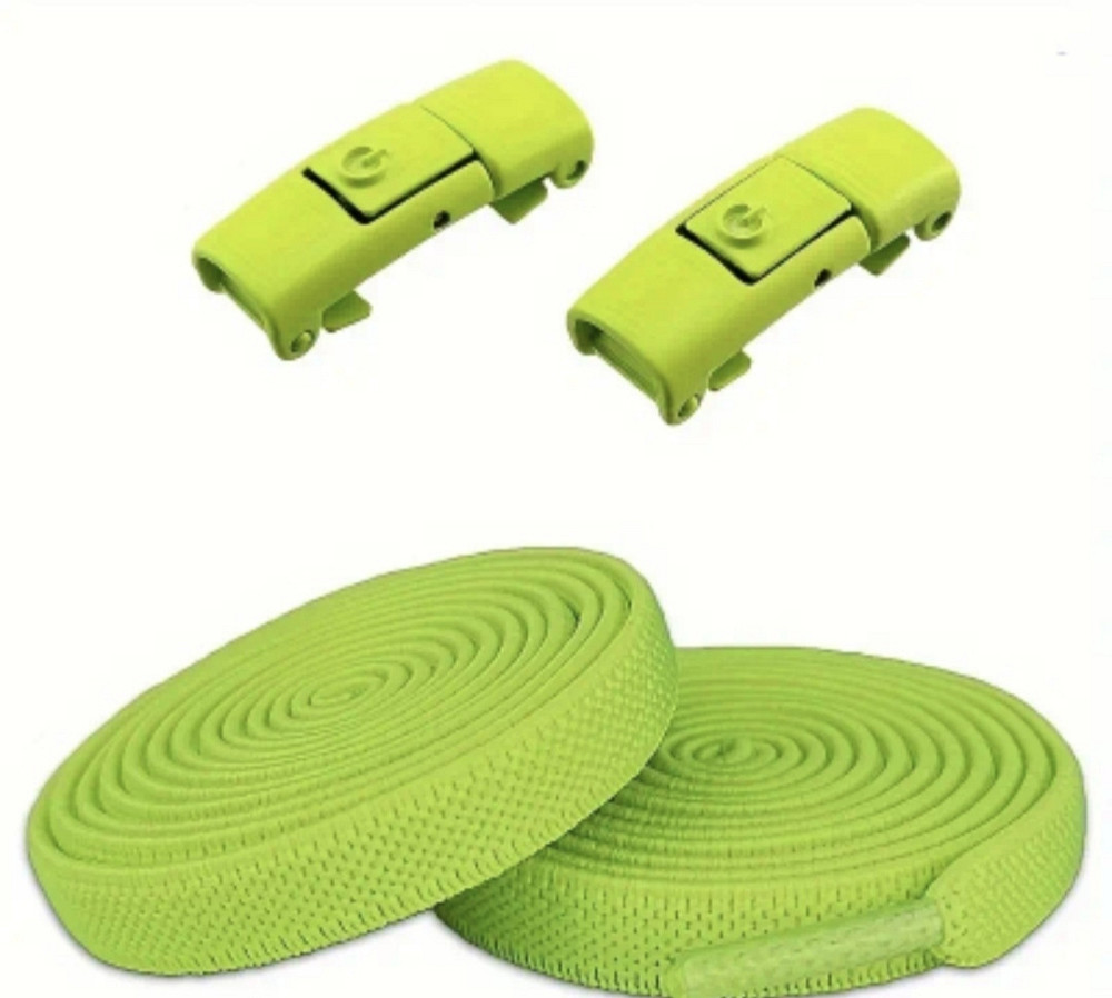 Еластичні шнурки без зав'язок з металевими застібками в колір Салатовий Сміла - фото 3