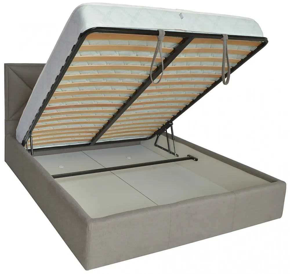 Кровать Двуспальная Leeds Comfort 160 х 200 см Fibril 12 С подъемным механизмом и нишей для белья Серый Днепр - изображение 16