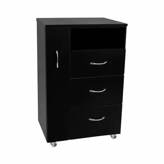 Косметологічна тумба з шухлядами та дверцятами UK-144 Чорний Київ