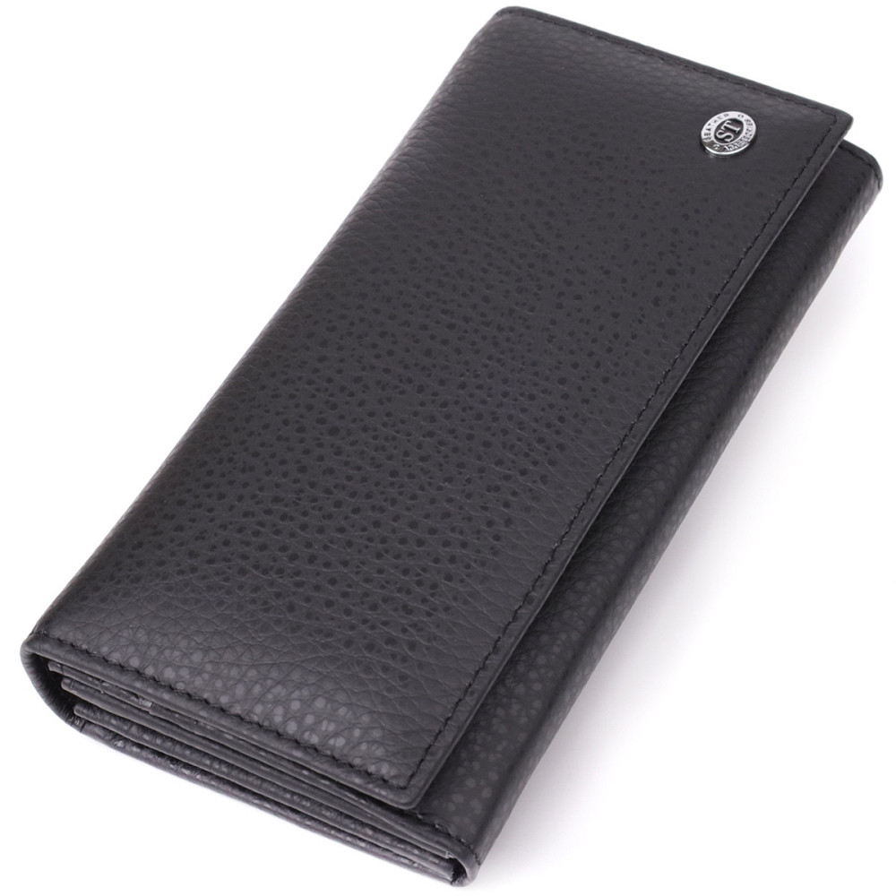 Жіночий вертикальний гаманець із натуральної шкіри Чорний (ST Leather) Київ - фото 5