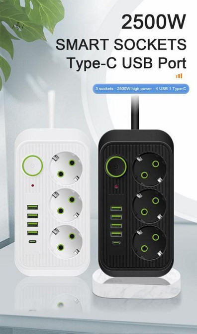 Сетевой фильтр 2 м, 3 розетки +4USB+Type-C Харьков - изображение 3