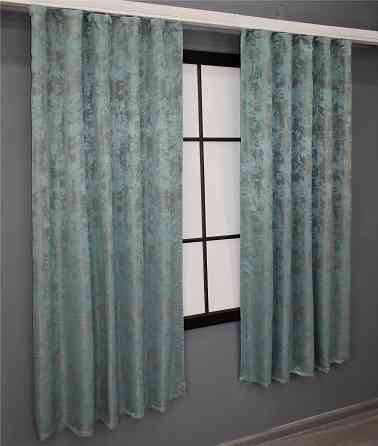 Комплект коротких штор VR-Textil Жакард Sultan XO № 1148ш Жакард Бірюзово-сірий 130х170 см 2 шт (35-0119) Київ