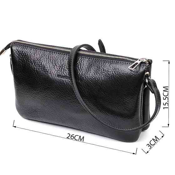 Якісний жіночий клатч із натуральної шкіри GRANDE PELLE 11658 Чорний Київ