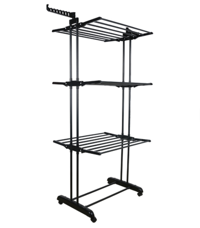 Складная вертикальная сушилка для белья (72 × 64 × 170 см) 3 уровня + 1 для обуви, Черная Киев