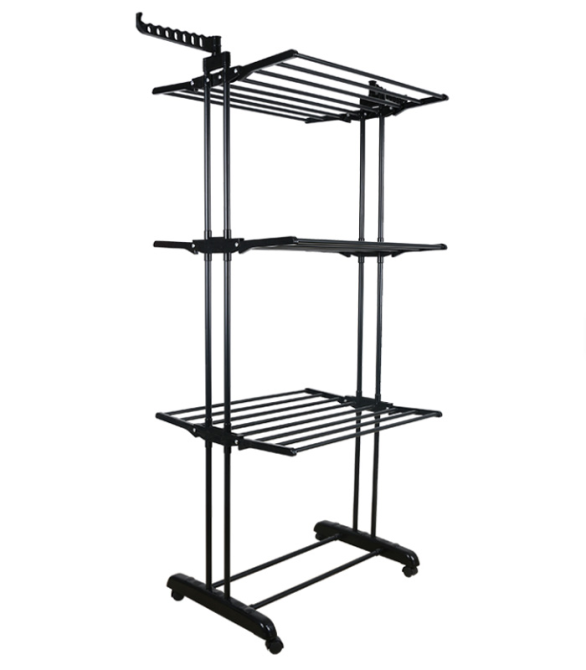 Складна вертикальна сушарка для білизни (72 × 64 × 170 см) 3 рівні + 1 для взуття, Чорна Київ - фото 4