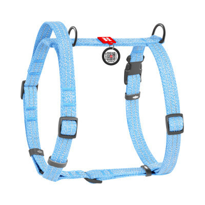 Шлей для собак WAUDOG Н-образная Re-cotton с QR паспортом, светоотражающая L голубая (25932) Винница - изображение 2