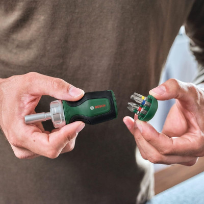 Набор отверток Bosch с трещоткой, 6 насадок, рукоятка TPR, 111мм, сталь CrV (1.600.A03.2UY) Винница - изображение 3