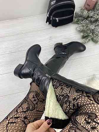 Чоботи жіночі Eireen чорні натуральна шкіра зима висота 41см каблук 4см (V-3004) Коломия