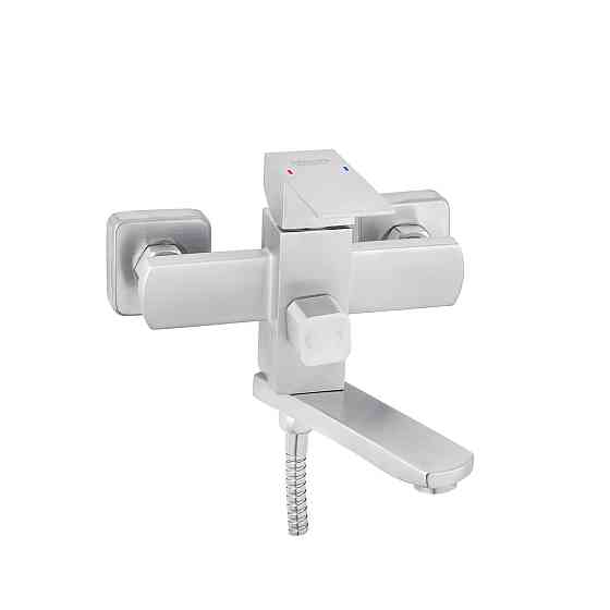 Змішувач для ванни з душовим гарнітуром Kroner KRP Edelstahl Kubus - ESG060 сатин Київ