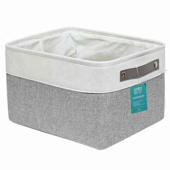 Корзина Органайзер Lovely Svi для зберігання білизни, одягу, упорядкування домашньої шафи, дитячих іграшок 38×28×24 – Сіро- білий Київ
