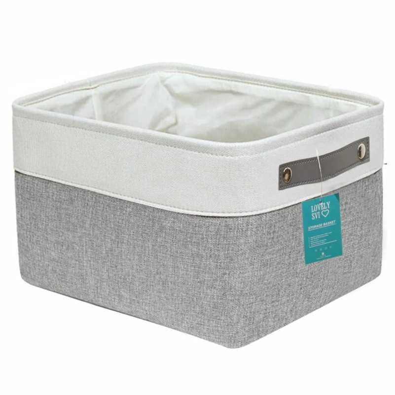 Корзина Органайзер Lovely Svi для зберігання білизни, одягу, упорядкування домашньої шафи, дитячих іграшок 38×28×24 – Сіро- білий Київ - фото 1