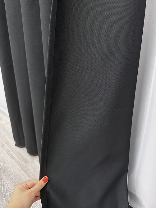 Комплект готових штор VR-Textil Мікровелюр Petek № 1495ш Темно-сірий 200х290 см 2 шт (32-528) Київ - фото 7