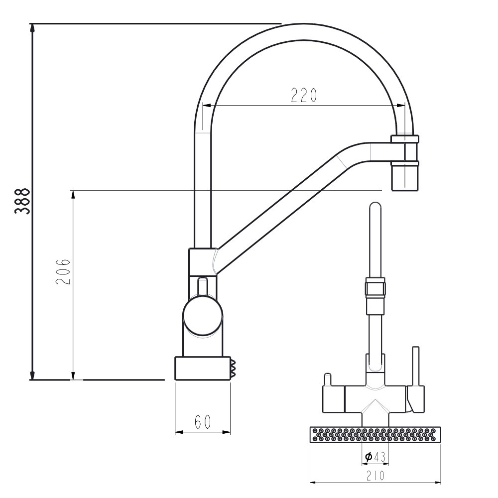 Смеситель для кухни под фильтр GAPPO G4098-5 гибкий, с функцией 