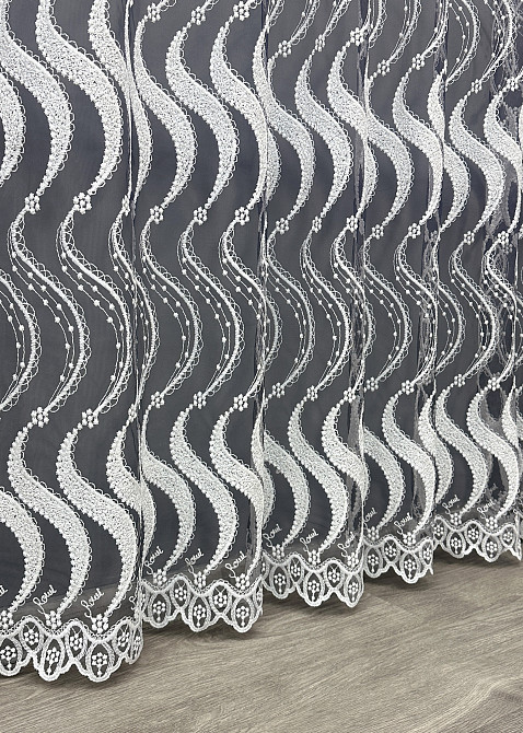 Тюль VR-Textil 1762т Фатин "Омбре" з вишивкою та люрексом Синій з білим 300х270 см (42-0770) Київ - фото 8