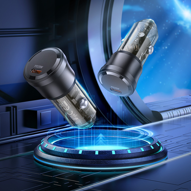 Автомобільний зарядний пристрій BOROFONE BZ24 Clever single port PD20W car charger Transparent Black Київ - фото 13