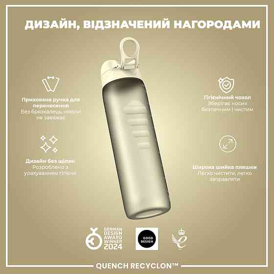Пляшка для води ION8 1000 мл. (ЕКО пляшка) BPA Free, Creamy White Кам'янське