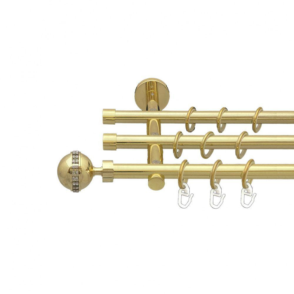 Карниз Orvit Авея металевий трирядний циліндр (20 см) гладка труба кільце металеве Золото 16\16\16 мм 300 см (00-00014622) Львів - фото 1