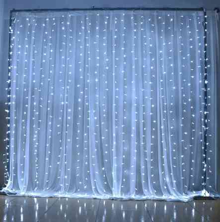 Гирлянда штора Водопад 240-WW led 2м х 2м (силиконовый провод с удлинением) Холодный белый Винница