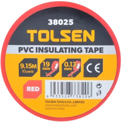Изоляционная лента Tolsen 19 мм х 9.2 м красная 0.13 мм (38025) Винница - изображение 1