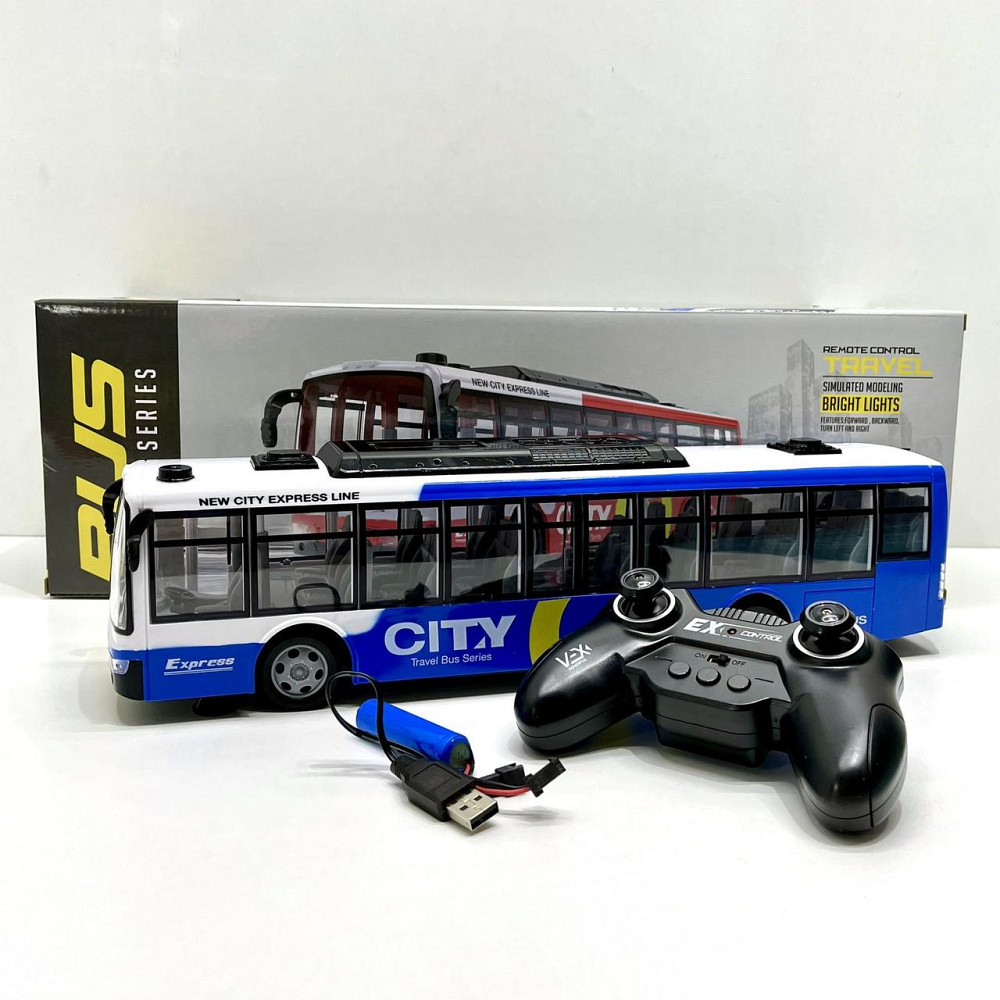 Автобус міський на радіокеруванні акумулятор 3.7V керування 2.4GHz підсвічування фар 38см Синій (666-695 NA) Чернігів - фото 3