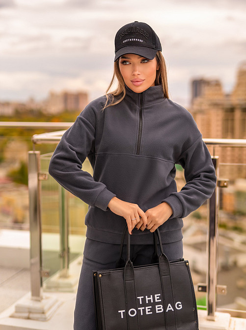 Спортивний костюм на флісі жіночий "Real" | Норма та батал Графіт, 42-44 Київ - фото 4