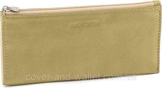 Жіночий тонкий гаманець із натуральної шкіри золотистого кольору на блискавці Marco Coverna 8805 Київ