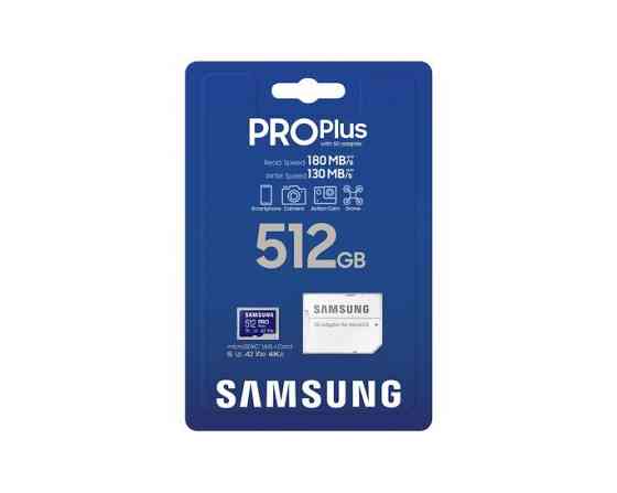 Картка пам'яті MicroSDXC 512 GB UHS-I/U3 Class 10 Samsung Pro Plus R180/W130MB/s + SD-адаптер (MB-MD512SB/WW) ( 12093 ) Харьков