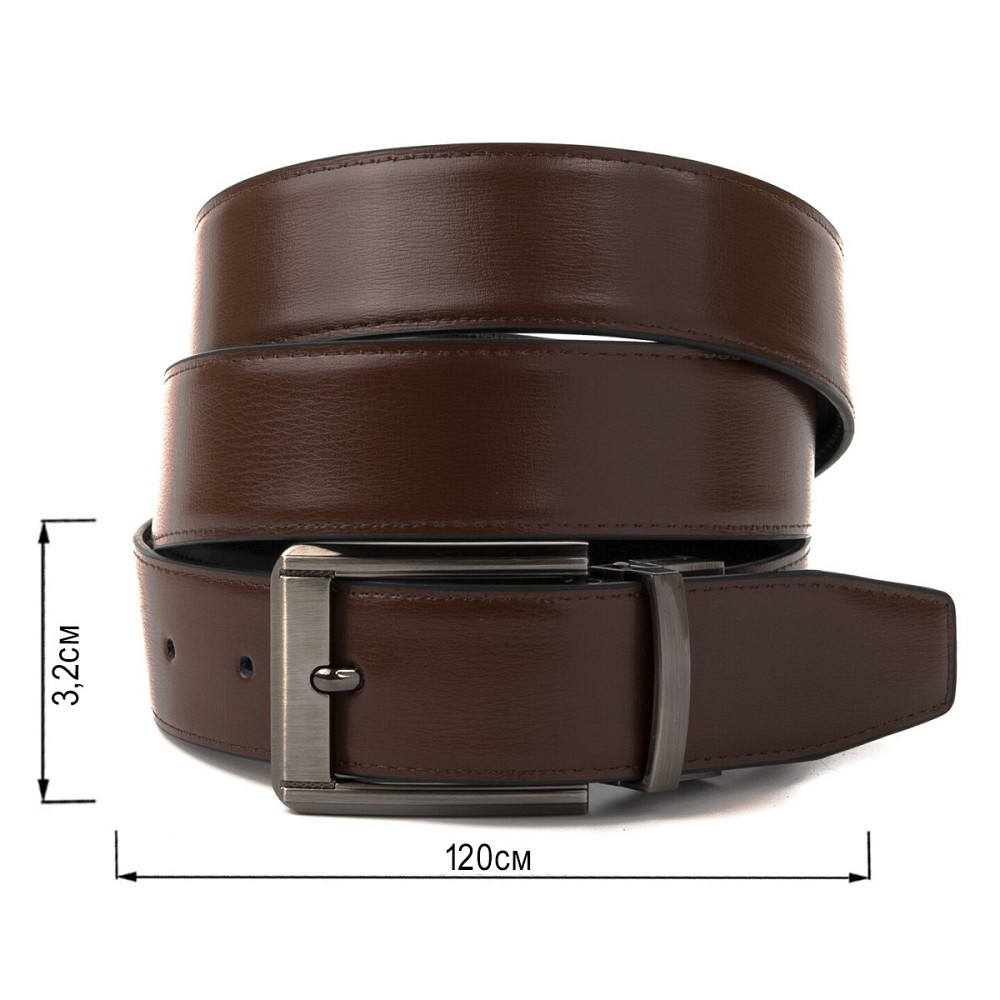 Ремінь чоловічий з затемненій пряжкою механіка Vintage 20225 Коричневий Київ - фото 3