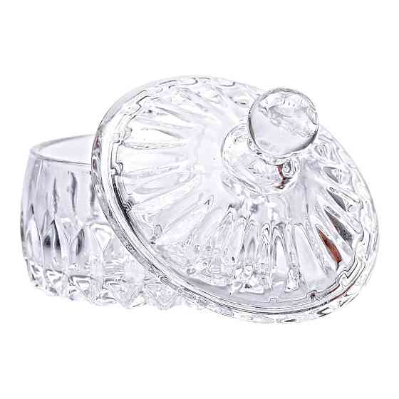 Цукерниця з кришкою кругла скляна прозора HP-4-124 Київ