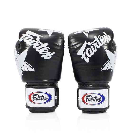 Боксерські рукавиці Fairtex BGV1 Nation Print Black 10 унцій (бинти в комплекті) Кам'янське