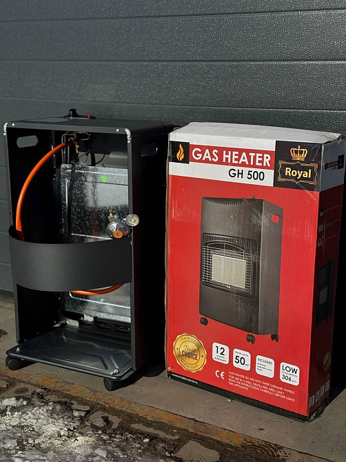 Портативний газовий обігрівач 4200 Вт Royal GH 500 + комплект для підключення (редуктор, шланг, прокладка, хомути-зажими) Київ - фото 19