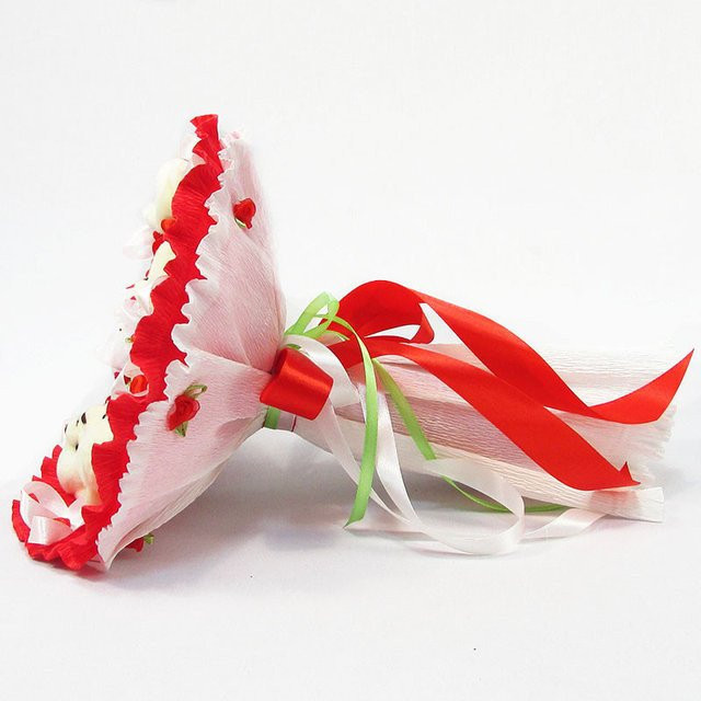 Букет з м'яких іграшок 5 ведмедиків 5289IT червоний Вінниця - фото 3