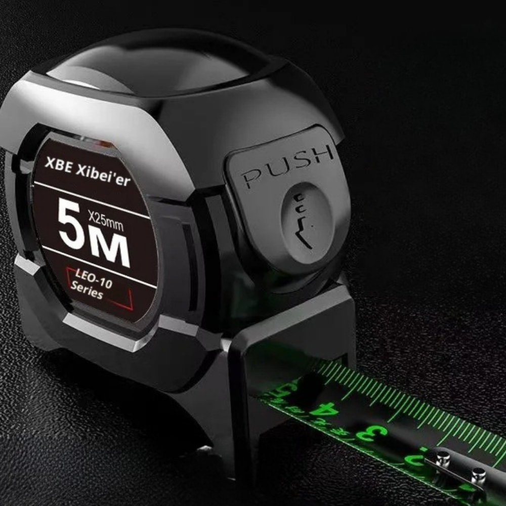 Рулетка будівельна вимірювальна 5м, з метричною світловою шкалою з автоматичним замком, протиударна чорна Кам'янець-Подільський - фото 4