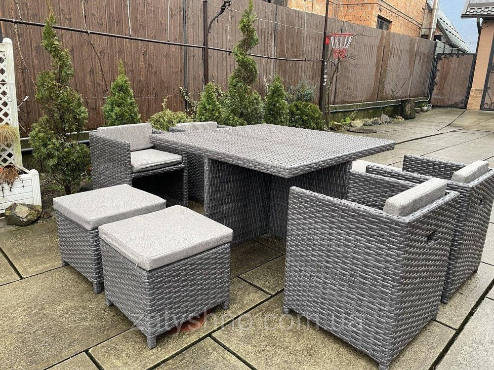 Ротангові меблі вуличні складні з пуфами та подушками Київ - фото 8
