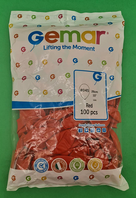 Надувні кулі пастель червоний 10" (25 см) Gemar 100 шт (1 пач.) Харків - фото 1