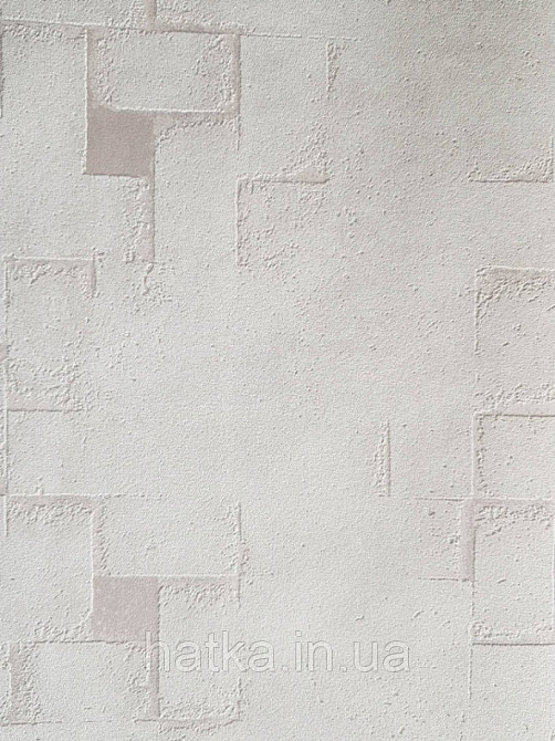 Шпалери вінілові на флізелін Grandeco ELUNE EN3304 молочні прямокутники сірі квадрати під штукатурку Київ - фото 1
