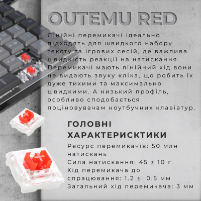 Клавиатура GamePro MK145R Red Swich Low Profile USB Dark Gray (MK145R) Винница - изображение 12