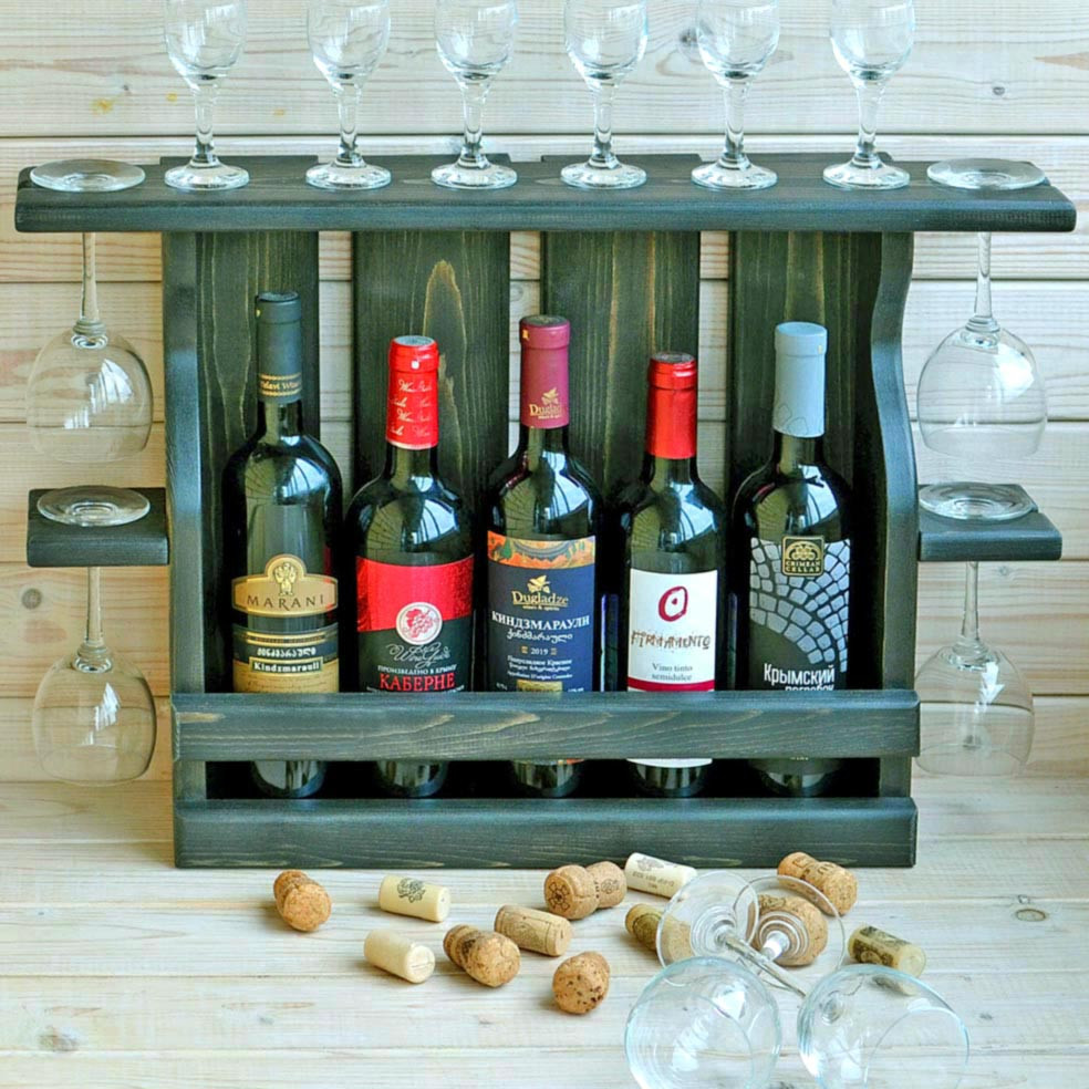 Настінна винна полиця "Накагута 5" моріон Миколаїв - фото 1