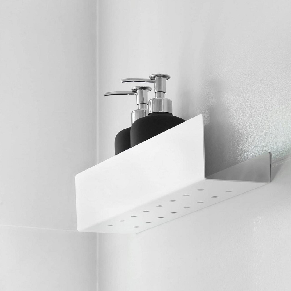 Полка для душа DABSTORY 01-004-0250-W-B-FBA Белая 25 см навесная нержавеющая стальная угловая стойка Киев - изображение 2