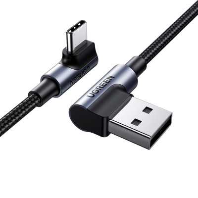 Дата кабель USB 2.0 AM to USB-C 3.0m 3A 90° corner US176 black Ugreen (70875) Вінниця - фото 8