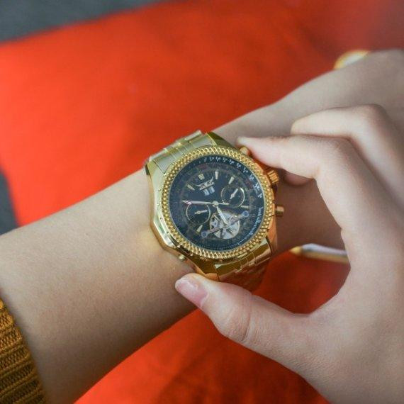 Чоловічий наручний класичний годинник Jaragar Exclusive (Золотистий) Київ - фото 6