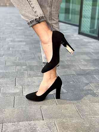 Туфлі жіночі D and V чорні замша натуральна висота каблука 9 см (2247) Коломия