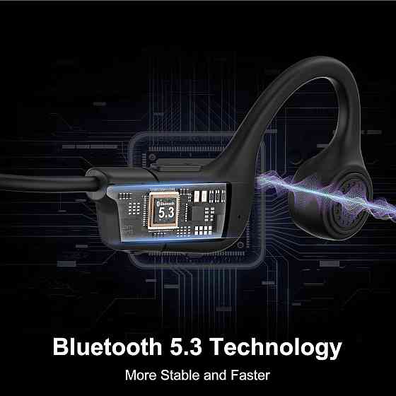 Навушники Hanmer Bone Conduction Bluetooth 5.3, бездротові спортивні навушники відкритого типу, кісткова провідність, IP55, чорні Київ